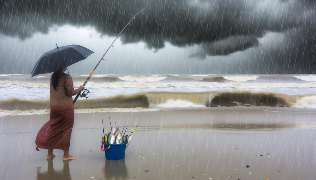 fishing in rainy weather